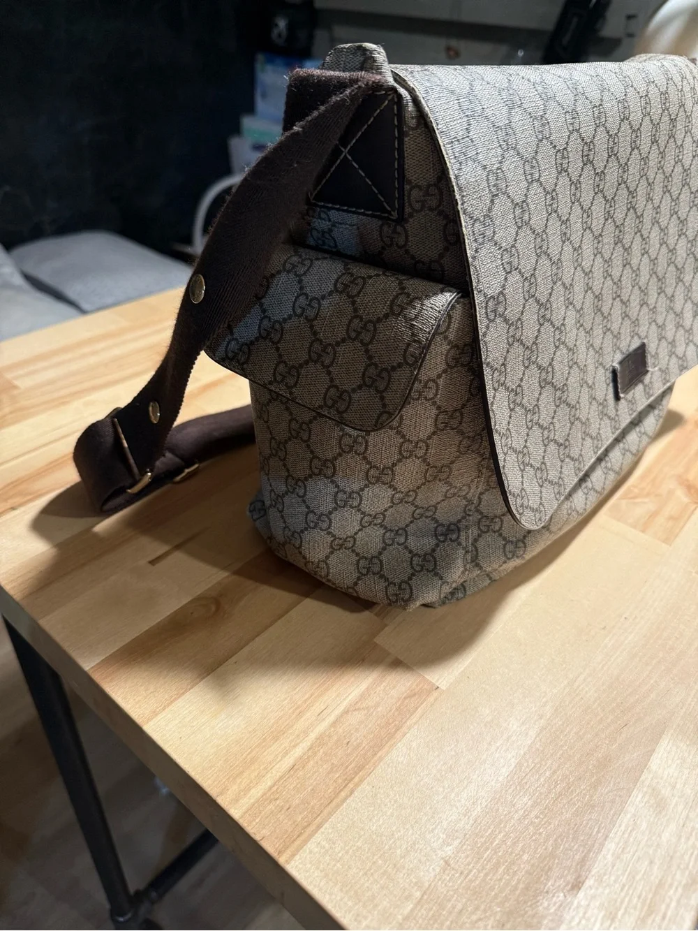 Gucci Beige & Brown GG Monogram diaper bag